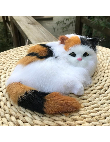 Figurita de Gato Calico de Peluche Realista 17.95cm - Basuo-9Q