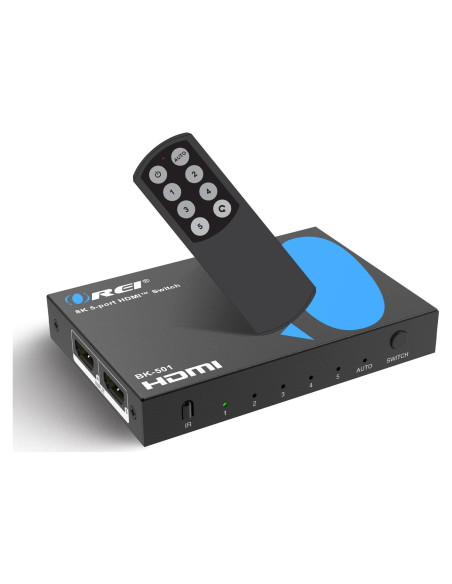 Conmutador HDMI 8K 5x1 OREI con Control Remoto y HDR10+