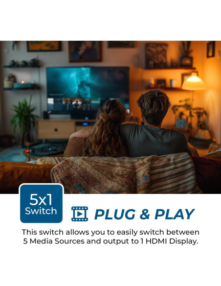 Conmutador HDMI 8K 5x1 OREI con Control Remoto y HDR10+