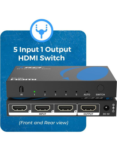 Conmutador HDMI 8K 5x1 OREI con Control Remoto y HDR10+