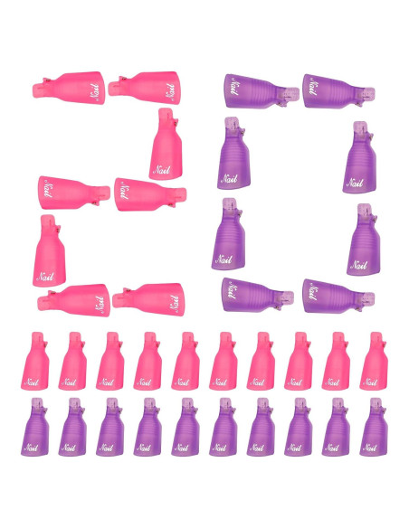 Clips para Quitar Esmalte de Uñas MelodySusie 20 Pcs Rosa y Morado