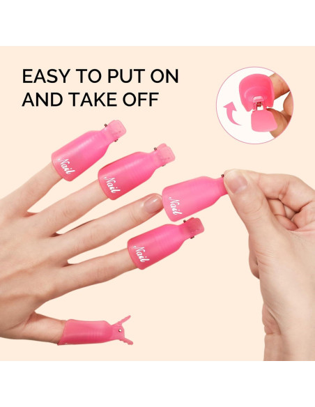 Clips para Quitar Esmalte de Uñas MelodySusie 20 Pcs Rosa y Morado