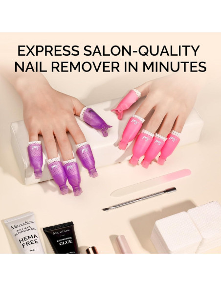 Clips para Quitar Esmalte de Uñas MelodySusie 20 Pcs Rosa y Morado