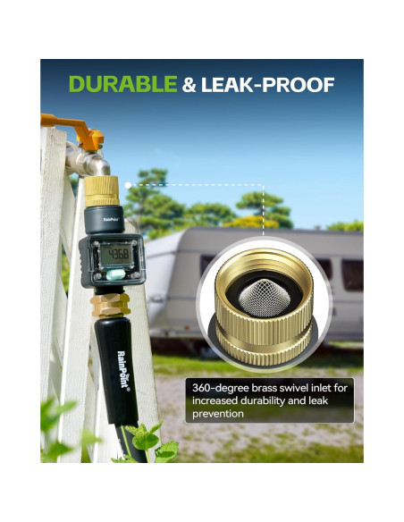 Medidor de Flujo de Agua RAINPOINT Bronce 5% Precisión 9999.9L