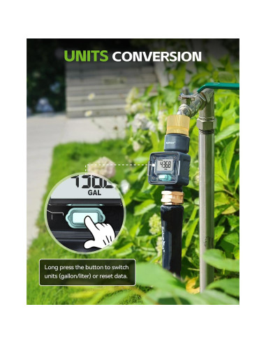 Medidor de Flujo de Agua RAINPOINT Bronce 5% Precisión 9999.9L