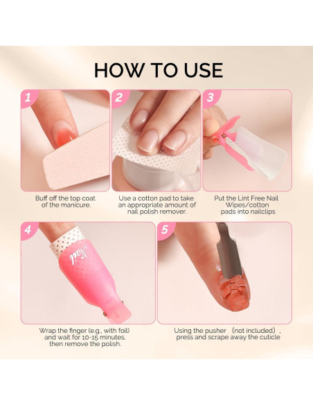 Clips para Quitar Esmalte de Uñas MelodySusie 20 Pcs Rosa y Morado