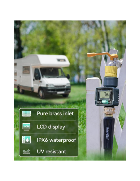 Medidor de Flujo de Agua RAINPOINT Bronce 5% Precisión 9999.9L
