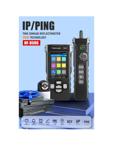 Probador de Cable de Red Multifuncional ZHOUCE NF-8506 - PoE, Ping, TDR