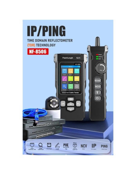 Probador de Cable de Red Multifuncional ZHOUCE NF-8506 - PoE, Ping, TDR