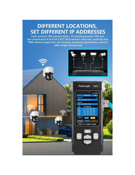 Probador de Cable de Red Multifuncional ZHOUCE NF-8506 - PoE, Ping, TDR