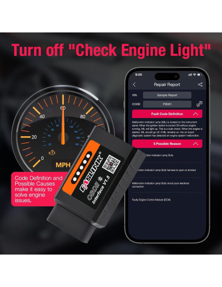 Escáner OBD2 FASLINK X1 Bluetooth para iPhone y Android