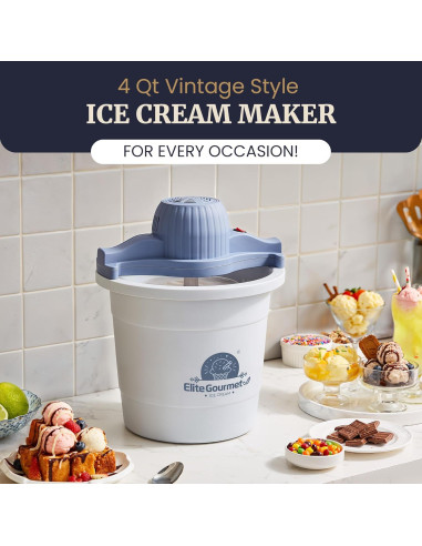Fabricante de Helados Eléctrico Elite Gourmet 4Qt 50W Lila
