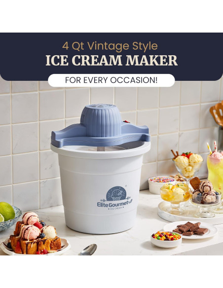 Fabricante de Helados Eléctrico Elite Gourmet 4Qt 50W Lila