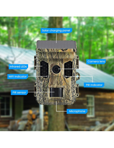 Cámara de Trail Solar Guune 32MP 2.7K WiFi IP66
