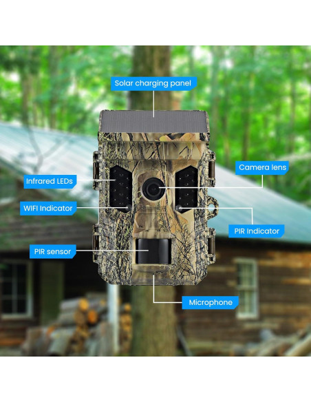 Cámara de Trail Solar Guune 32MP 2.7K WiFi IP66
