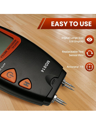 Medidor de Humedad de Madera AMTAST MD814 Digital 5%-40%