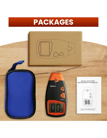 Medidor de Humedad de Madera AMTAST MD814 Digital 5%-40%