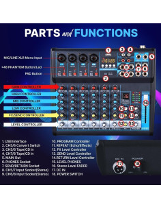 Consola de Mezcla de Audio Pyle PMXU83BT 8 Canales Bluetooth 2