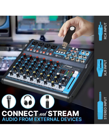 Consola de Mezcla de Audio Pyle PMXU83BT 8 Canales Bluetooth