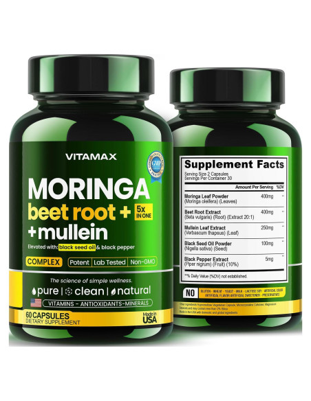 Cápsulas de Moringa Vitamax 60ct - Suplemento Energético y Inmunológico