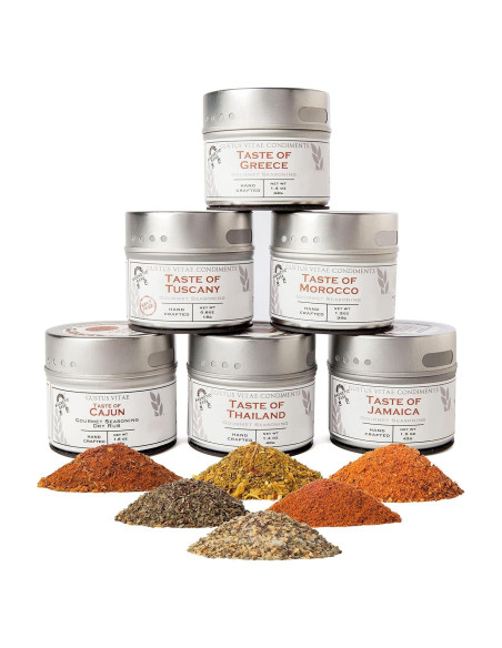 Colección Gourmet de Sazonadores Gustus Vitae - 6 Latas Magnéticas