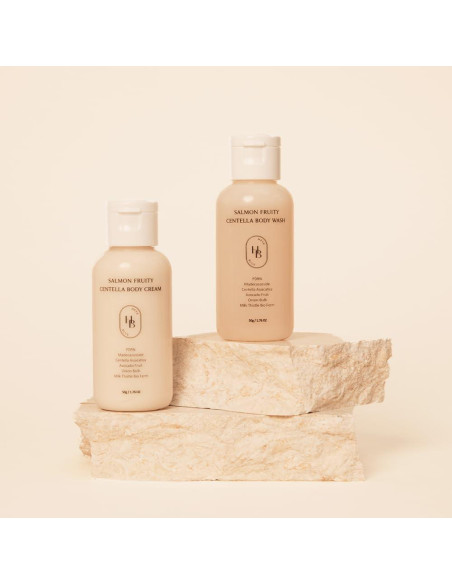 Kit de Viaje Cuidado Corporal HEVEBLUE - Crema y Gel Piel Sensible