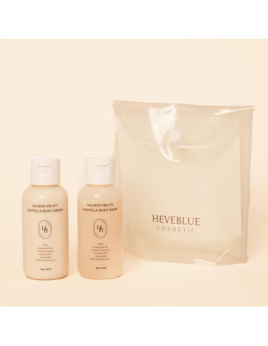 Kit de Viaje Cuidado Corporal HEVEBLUE - Crema y Gel Piel Sensible