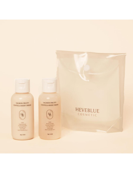 Kit de Viaje Cuidado Corporal HEVEBLUE - Crema y Gel Piel Sensible