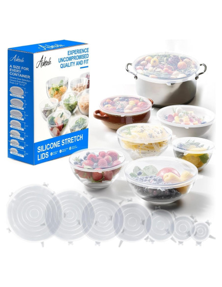 14 Tapas de Silicona Reutilizables Aokinle - 7 Tamaños