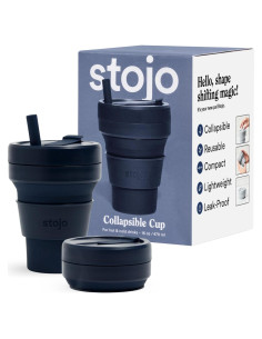 Taza de Viaje Plegable Stojo Azul Denim 470ml Reutilizable