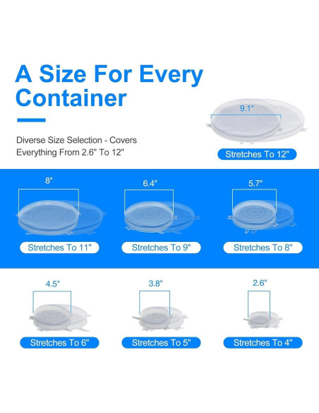 14 Tapas de Silicona Reutilizables Aokinle - 7 Tamaños