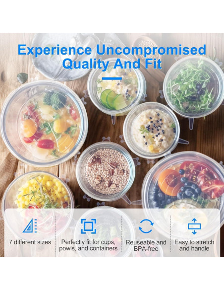 14 Tapas de Silicona Reutilizables Aokinle - 7 Tamaños