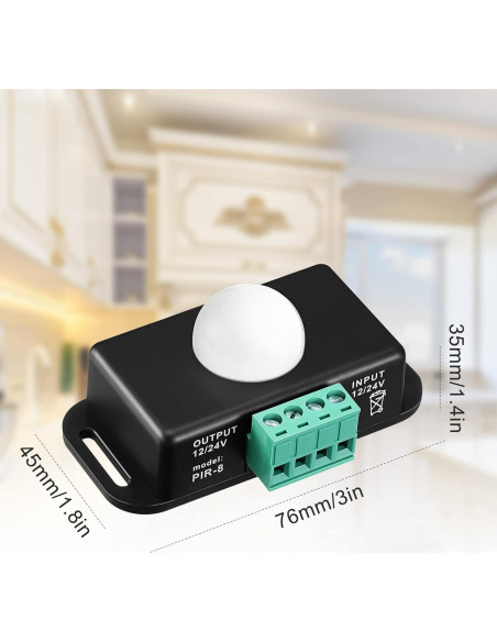 Paquete de 6 Sensores PIR LED 12V-24V Macarrie con Temporizador