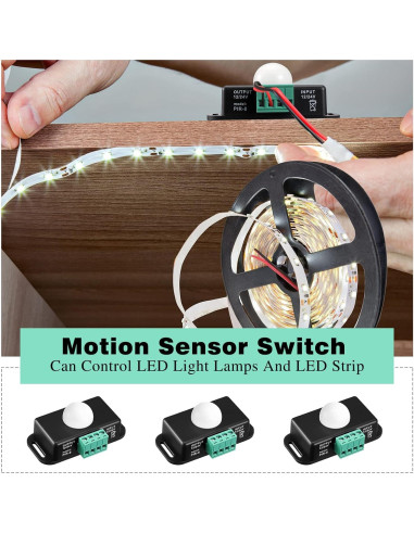 Paquete de 6 Sensores PIR LED 12V-24V Macarrie con Temporizador