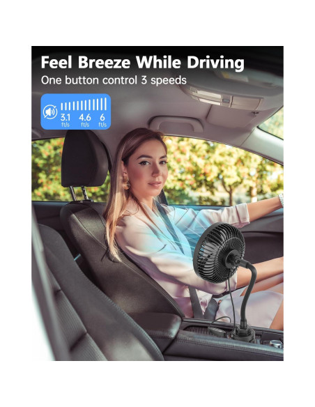 Ventilador de Coche ASKPULION 12V 3 Velocidades 360