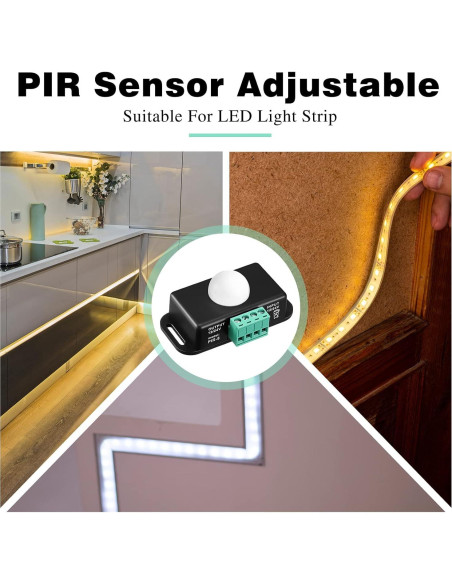 Paquete de 6 Sensores PIR LED 12V-24V Macarrie con Temporizador