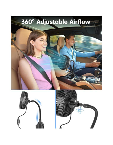 Ventilador de Coche ASKPULION 12V 3 Velocidades 360