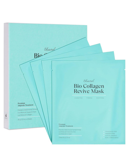 Máscara Facial de Colágeno Bio Ebanel - 4 Piezas Hidratantes