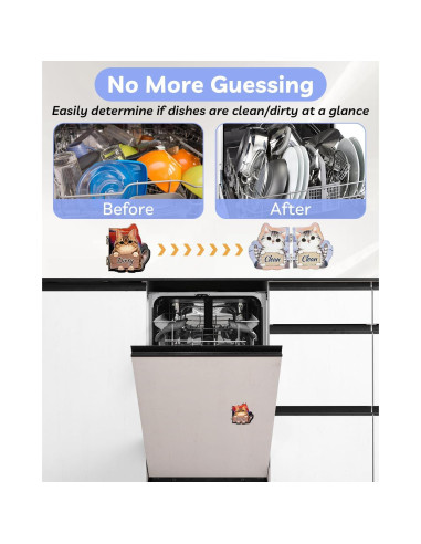 Imán para Lavavajillas Eeauld Gato Limpio Sucio 7.62 cm