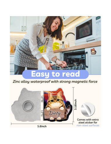 Imán para Lavavajillas Eeauld Gato Limpio Sucio 7.62 cm