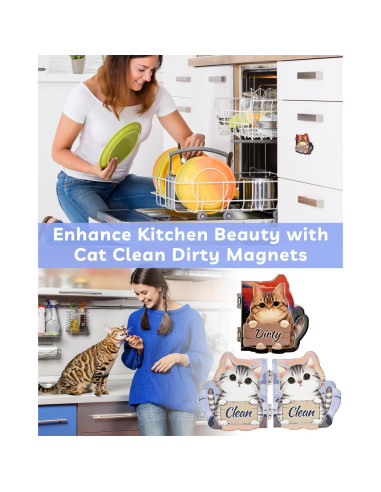 Imán para Lavavajillas Eeauld Gato Limpio Sucio 7.62 cm