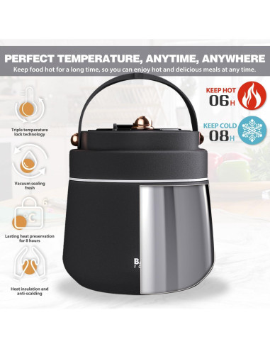 Termo de Comida Aislado BALPBBY 1.13 kg Negro con Cuchara
