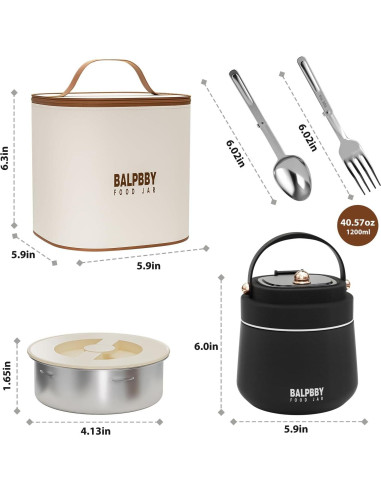 Termo de Comida Aislado BALPBBY 1.13 kg Negro con Cuchara