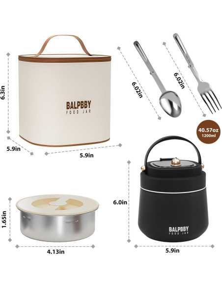 Termo de Comida Aislado BALPBBY 1.13 kg Negro con Cuchara