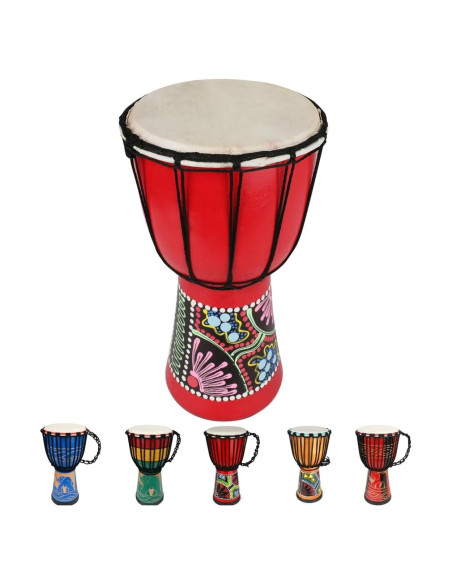 Tambor Djembe MUINS 15.24 cm Caoba Piel de Cabra Rojo