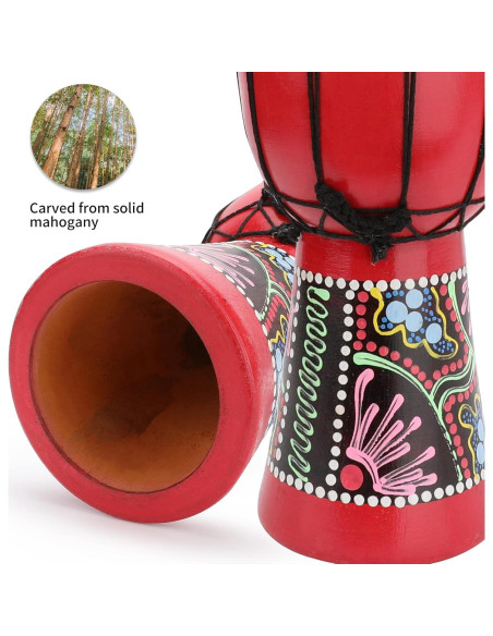 Tambor Djembe MUINS 15.24 cm Caoba Piel de Cabra Rojo