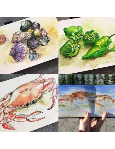 Cuaderno de Acuarela Mifuner 21x13.5cm 80pgs Tapa Dura