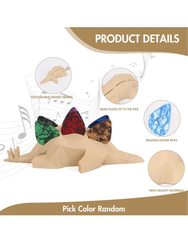 Soporte de Púas de Guitarra Estegosaurio Ourea con 8 Púas 1mm