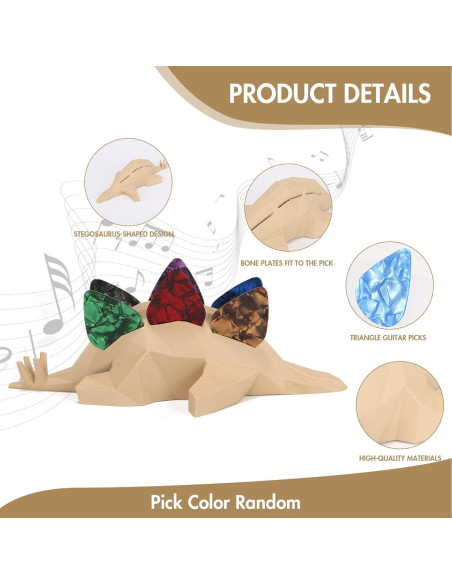 Soporte de Púas de Guitarra Estegosaurio Ourea con 8 Púas 1mm