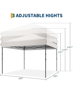 Carpa Plegable Amenitlif 3x3m Ajustable Impermeable Blanca 2
